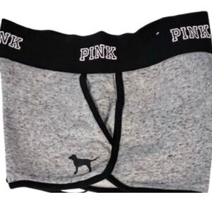 PINK- Black & Gray Cotton Logo Shorts